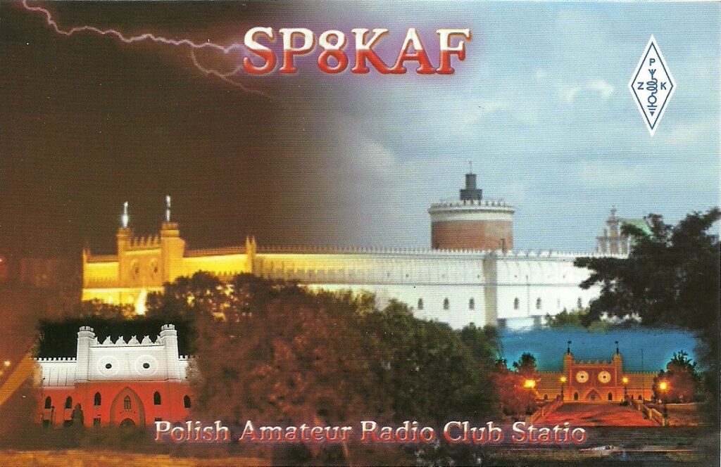 Karta QSL klubu SP8KAF