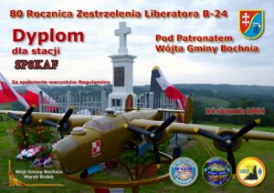 Dyplom dla SP8KAF - 80 rocznica zestrzelenia Liberatora B-24