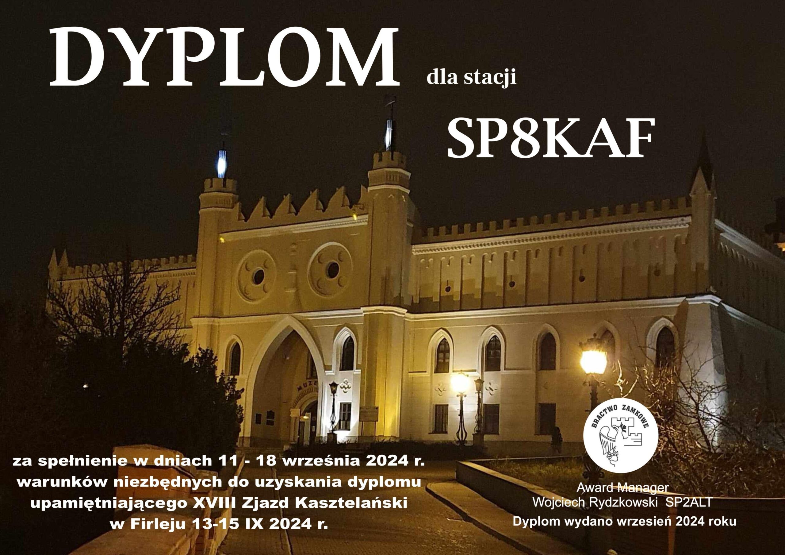 Dyplom Zjazd Kasztelański 2024 dla SP8KAF