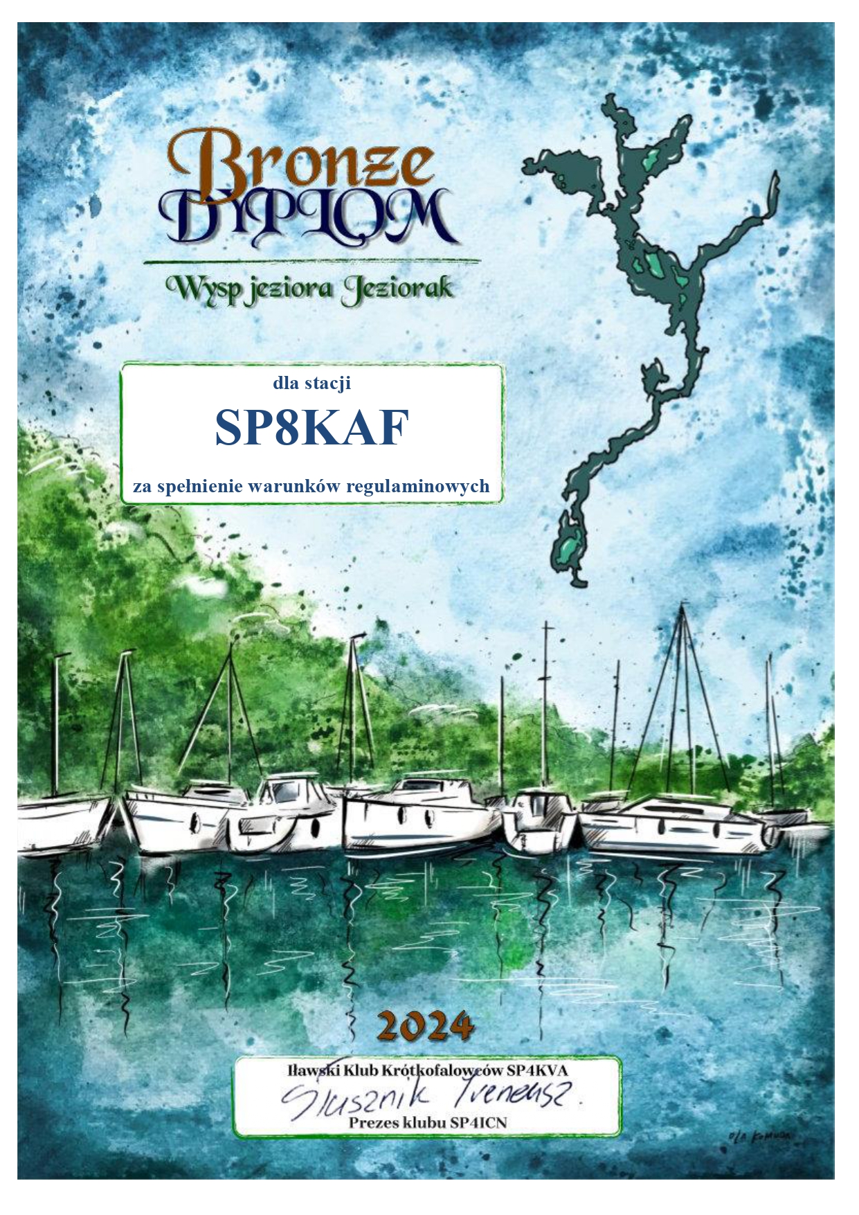 Brązowy Dyplom Akcji Dyplomowej Wyspy Jezioraka dla SP8KAF