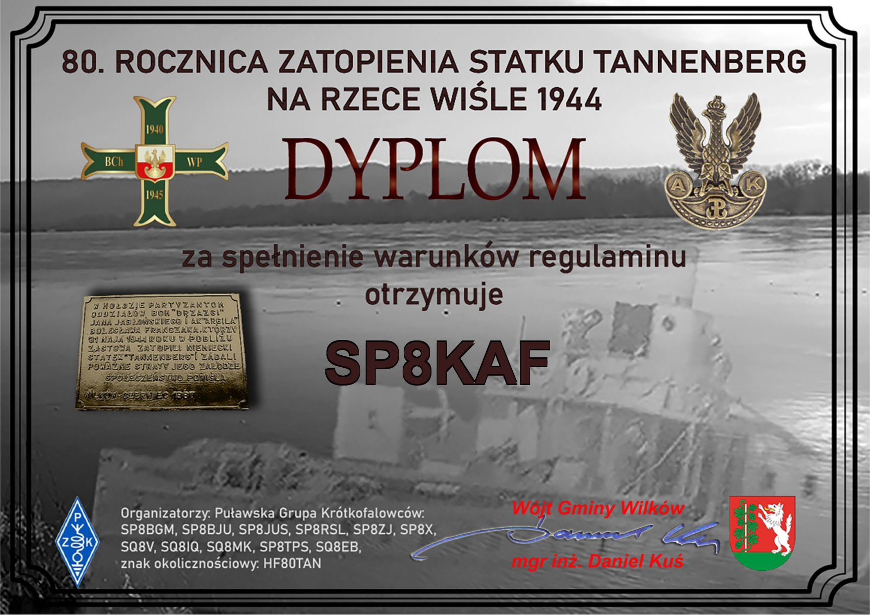 Dyplom Tannenberg 2024 dla SP8KAF