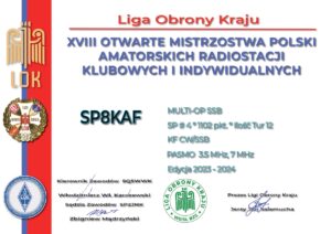 Dyplom XVIII OMP ARKiI dla SP8KAF