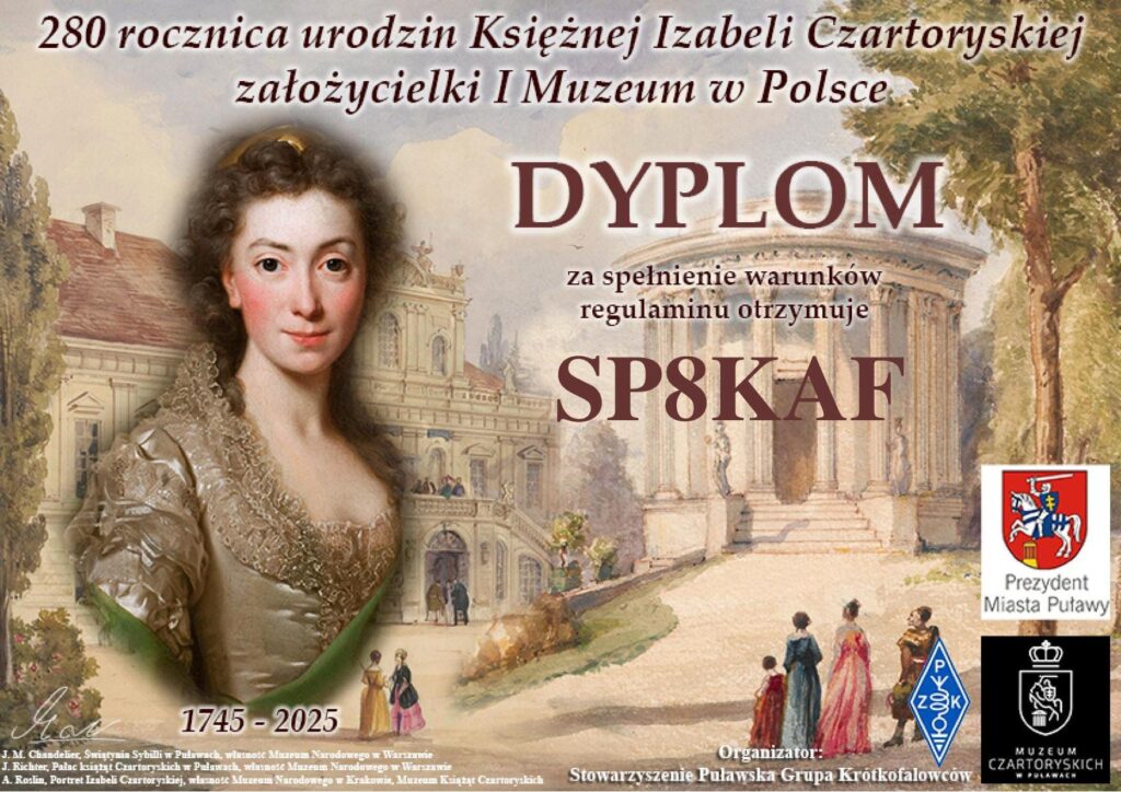 Dyplom Akcji 280 rocznica urodzin Księżnej Izabeli Czartoryskiej