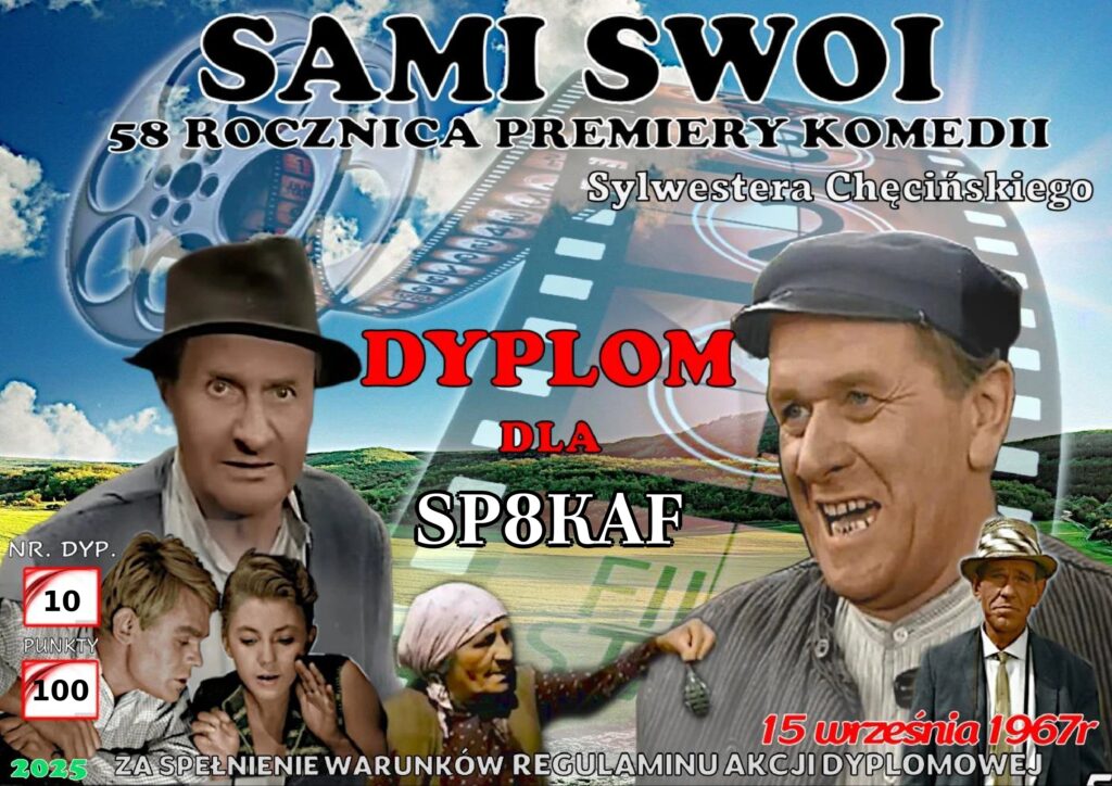 Dyplom Akcji Dyplomowej Sami Swoi dla SP8KAF