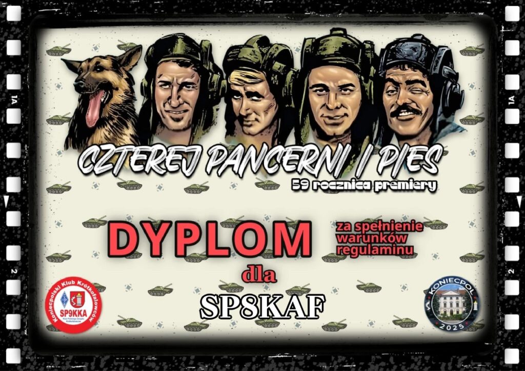 Dyplom "Czterej pancerni i pies" dla SP8KAF