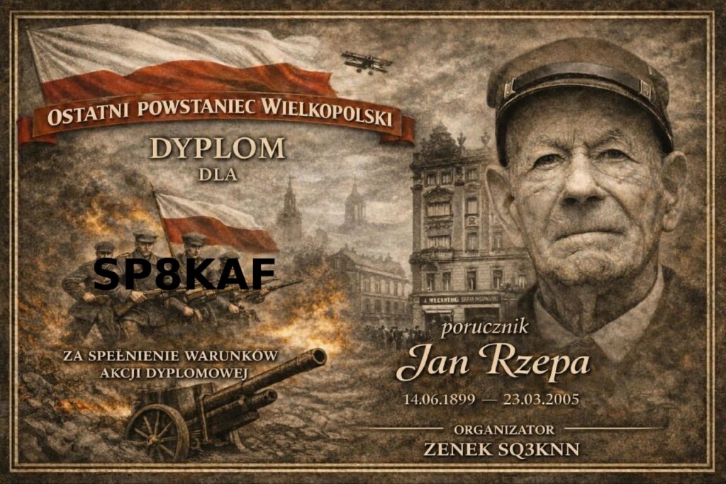 Dyplom akcji "Ostatni Powstaniec Wielkopolski" dla SP8KAF